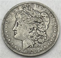 (JJ) 1891o Silver Morgan 1 Dollar Coin