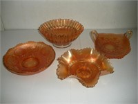 4 Pieces Carnival Glass