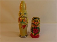 Lot of 2 Nesting Dolls, 1 Marked USSR - 8" & 4.5"