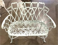 Painted Wrought Iron Garden Bench
