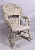 Wicker rocker, child size, painted white, rolled