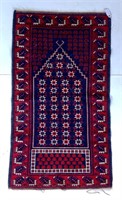 Prayer rug - reds & blues, 31" x 54"