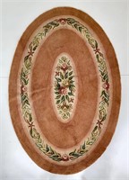 Hooked rug - pink with flower center & border,