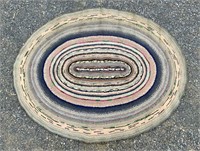 Oval hooked rug, rainbow color, 7'-9" x 6'-3"