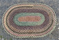 Braided rug - handmade, browns & greens,