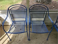 Pair of Blue Metal Outdoor Chairs