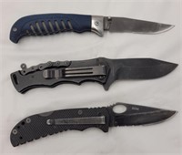 3 folding knives including Buck knife