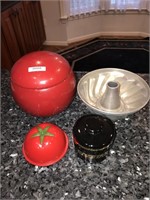 Lot Bunt Pan Cookie Jar Tomato Keeper Crock