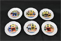 Set of 6 Lourioux Porcelain Canape Plates