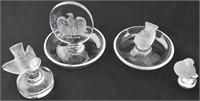 4 Lalique Crystal Bird Dishes & Figurines