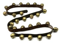 Antique Brass Sleigh Bells on Leather Strap