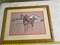 Framed Horse and Stable picture