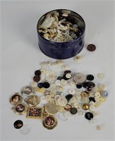 Tin Full Of Vintage Buttons