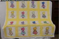 Hand-Quilted Dutch Dolls and Sun Bonnet Quilt