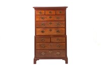 GEORGE III ENGLISH MAHOGANY CHEST ON CHEST