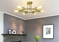 DLLT 6 Light Chandelier Gold Round Light Fixture