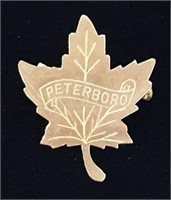 Vintage Etched PETERBORO Maple Leaf Pin