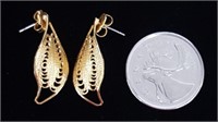 Gold Tone Leaf Pierced Earrings