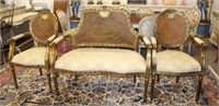 3pc French Settee & 2 Arm