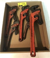 Flat w/ Ridgid Angled Adjustable Pipe Wrenches.