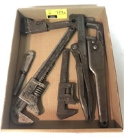 Flat w/ Vintage Adjustable Wrenches/Grip Tools.