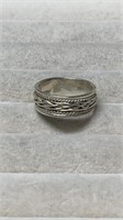Vintage Sterling Silver 925 Textured Band Ring Siz