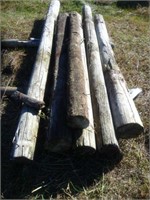 6 posts, 6 to 8" x 8 to 10 ft long assorted