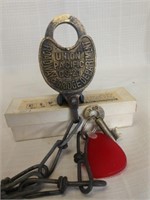 Union pacific brass railroad padlock & key