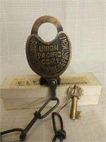 Union Pacific railroad brass padlock & key