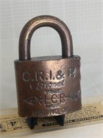 CRI & P brass railroad padlock