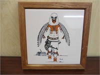Vintage Native American tile Pueblo Eagle Dancer