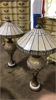 PAIR OF TIFFANY STYLE ORNATE TABLE LAMPS