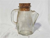 Clear Glass Pitcher Spout Handle & Cork Top