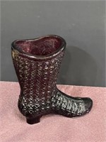 Fenton purple glass tall shoe boot