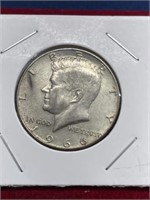 1966 Kennedy half dollar coin 40% silver
