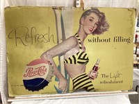 Vintage 2 Sided Pepsi Cardboard Sign, 36”x24