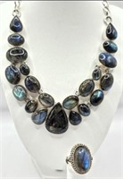 Sterling & Semi-Precious Stone Necklace & Ring