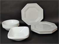 Corelle Vitrelle White Bowls, 8 Sided Plate Set