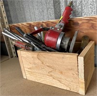 Wood Box of Tools w/Air Sander