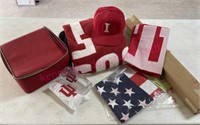 Indiana University items & USA flags (LR)
