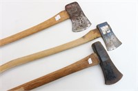 (3) Wood Handle Axes/ Splitting Mauls