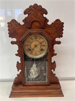 Timber Ansonia Mantle Clock with Key & Pendulum