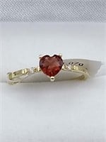 Genuine Garnet & Diamond Heart Ring-New
