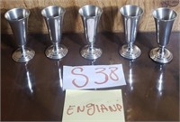 C - 5 PIECES ENGLISH PEWTER CUPS (S38)