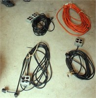 4 cords -- orange approx 50' outdoor ext cord,