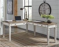 Ashley Realyn 2-PC Farmhouse White L-Shape Desk