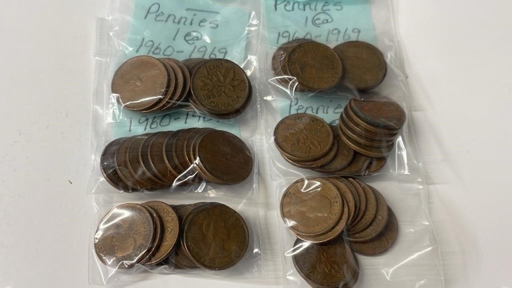 60 1960 to 1969 Canadian Pennies
