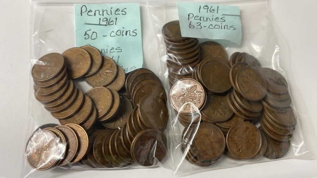 113 1961 Canadian Pennies