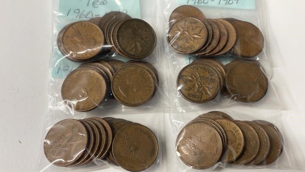 60 1960 to 1969 Canadian Pennies