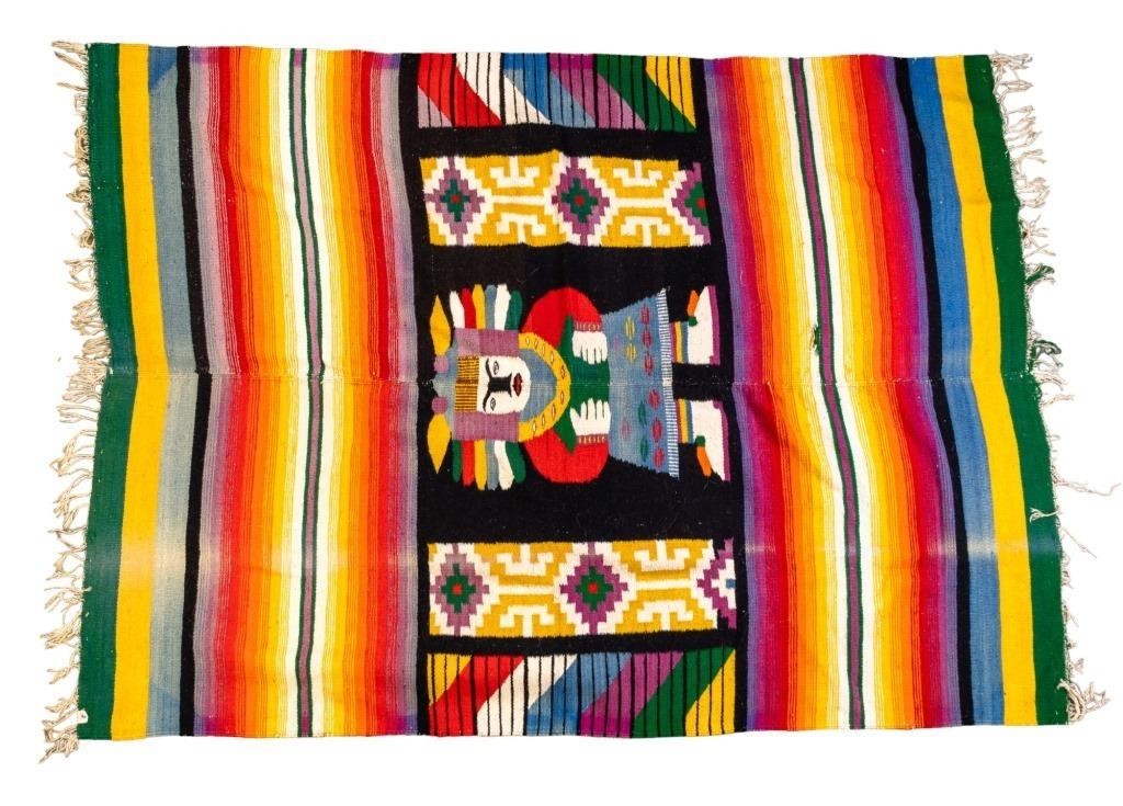 Hand-Woven Mexican Serape Saltillo Blanket